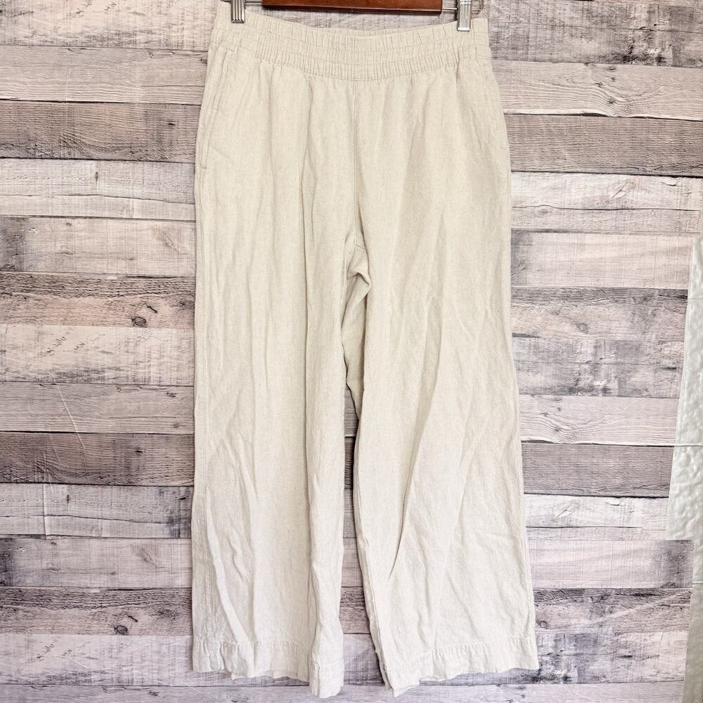 OLD NAVY Women's Tan High-Rise Linen Blend Wide Leg Pants Coastal Beach SZ S